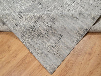 Grey 8'1" x 8'0" Modern / Contemporary Hand knotted Wool Rug - Sku: O090835