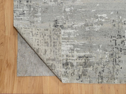 Grey 12'0" x 14'9" Modern / Contemporary Hand knotted Wool Rug - Sku: O090837