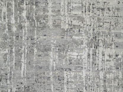 Grey 12'0" x 14'9" Modern / Contemporary Hand knotted Wool Rug - Sku: O090837