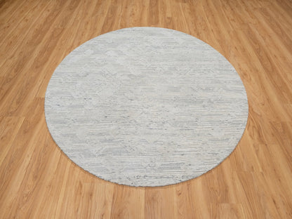 Grey 6'0" x 6'0" Modern / Contemporary Hand knotted Wool Rug - Sku: O090839