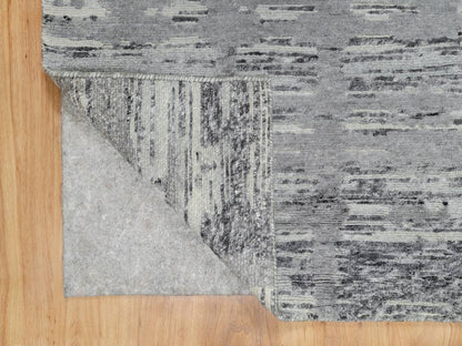 Grey 2'6" x 10'0" Modern / Contemporary Hand knotted Wool Rug - Sku: O090843