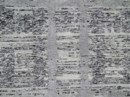 Grey 2'6" x 11'8" Modern / Contemporary Hand knotted Wool Rug - Sku: O090844