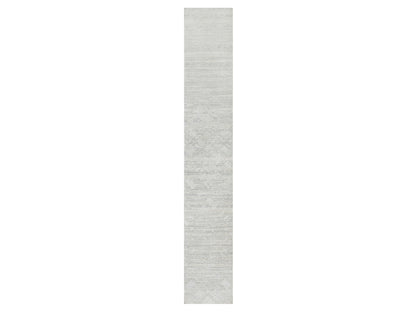 Grey 2'6" x 15'9" Modern / Contemporary Hand knotted Wool Rug - Sku: O090845