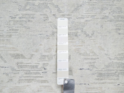 Grey 2'6" x 15'9" Modern / Contemporary Hand knotted Wool Rug - Sku: O090845