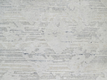 Grey 2'6" x 15'9" Modern / Contemporary Hand knotted Wool Rug - Sku: O090845