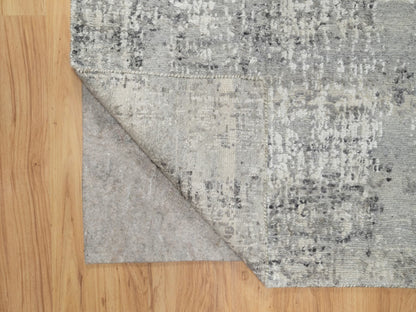 Grey 2'7" x 28'0" Modern / Contemporary Hand knotted Wool Rug - Sku: O090846