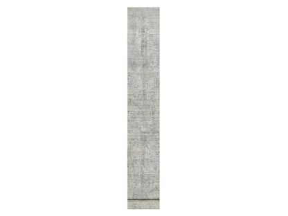 Grey 2'6" x 26'0" Modern / Contemporary Hand knotted Wool Rug - Sku: O090847
