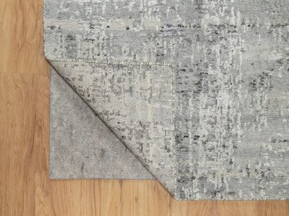 Grey 2'6" x 26'0" Modern / Contemporary Hand knotted Wool Rug - Sku: O090847
