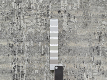 Grey 2'6" x 26'0" Modern / Contemporary Hand knotted Wool Rug - Sku: O090847