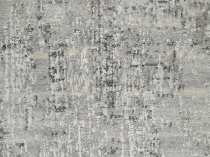 Grey 2'6" x 26'0" Modern / Contemporary Hand knotted Wool Rug - Sku: O090847