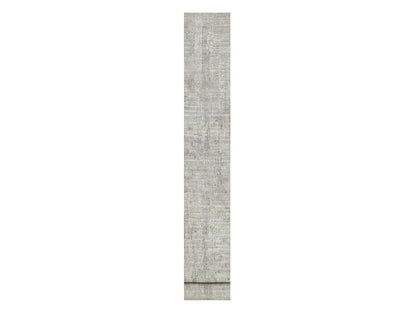 Grey 2'6" x 29'9" Modern / Contemporary Hand knotted Wool Rug - Sku: O090848