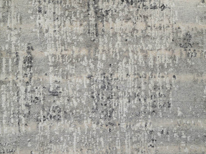 Grey 2'6" x 29'9" Modern / Contemporary Hand knotted Wool Rug - Sku: O090848