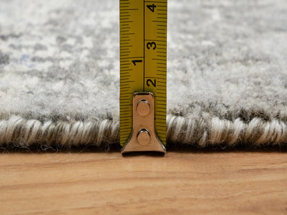 Grey 2'6" x 30'0" Modern / Contemporary Hand knotted Wool Rug - Sku: O090849