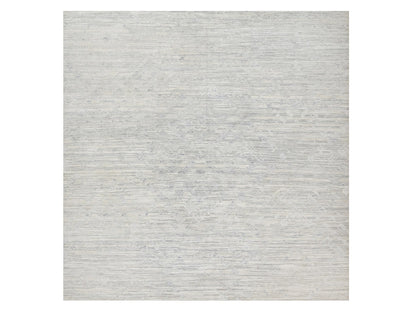 Grey 12'0" x 12'1" Modern / Contemporary Hand knotted Wool Rug - Sku: O090850