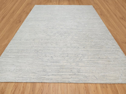 Grey 12'0" x 12'1" Modern / Contemporary Hand knotted Wool Rug - Sku: O090850