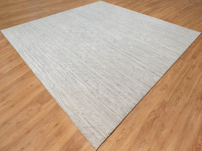 Grey 12'0" x 12'1" Modern / Contemporary Hand knotted Wool Rug - Sku: O090850