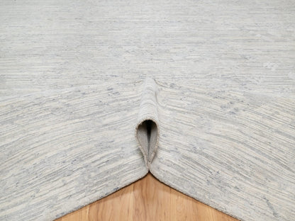 Grey 12'0" x 12'1" Modern / Contemporary Hand knotted Wool Rug - Sku: O090850