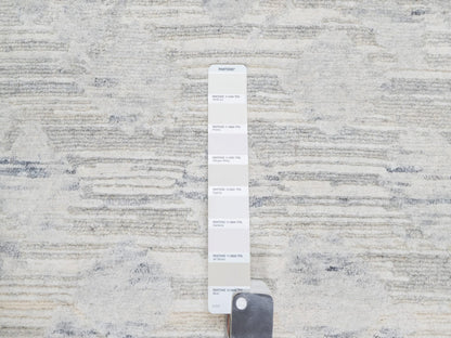 Grey 12'0" x 12'1" Modern / Contemporary Hand knotted Wool Rug - Sku: O090850