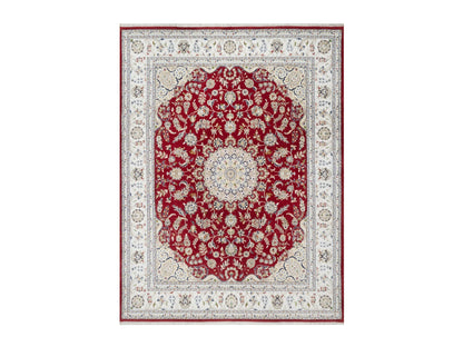 Red 7'10" x 10'3" Traditional Hand knotted Wool/Silk Rug - Sku: O090854
