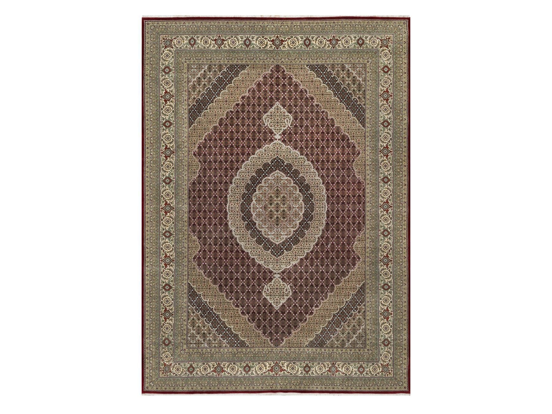Mahi Traditional hand-knotted wool/silk rug in Red, 8'10" x 12'4", SKU O090856