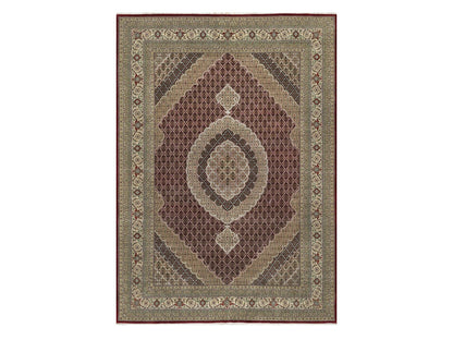 Red 8'10" x 12'4" Traditional Hand knotted Wool/Silk Rug - Sku: O090856