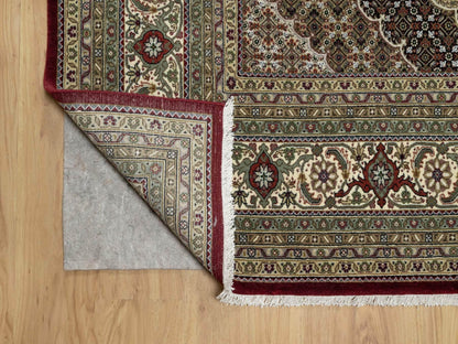 Red 8'10" x 12'4" Traditional Hand knotted Wool/Silk Rug - Sku: O090856