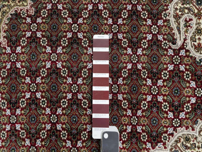 Red 8'10" x 12'4" Traditional Hand knotted Wool/Silk Rug - Sku: O090856