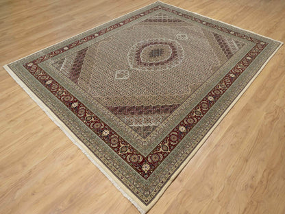 Ivory 8'0" x 10'0" Fine Oriental Hand knotted Wool/Silk Rug - Sku: O090862