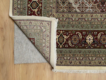 Ivory 8'0" x 10'0" Fine Oriental Hand knotted Wool/Silk Rug - Sku: O090862