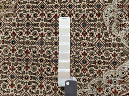 Ivory 8'0" x 10'0" Fine Oriental Hand knotted Wool/Silk Rug - Sku: O090862