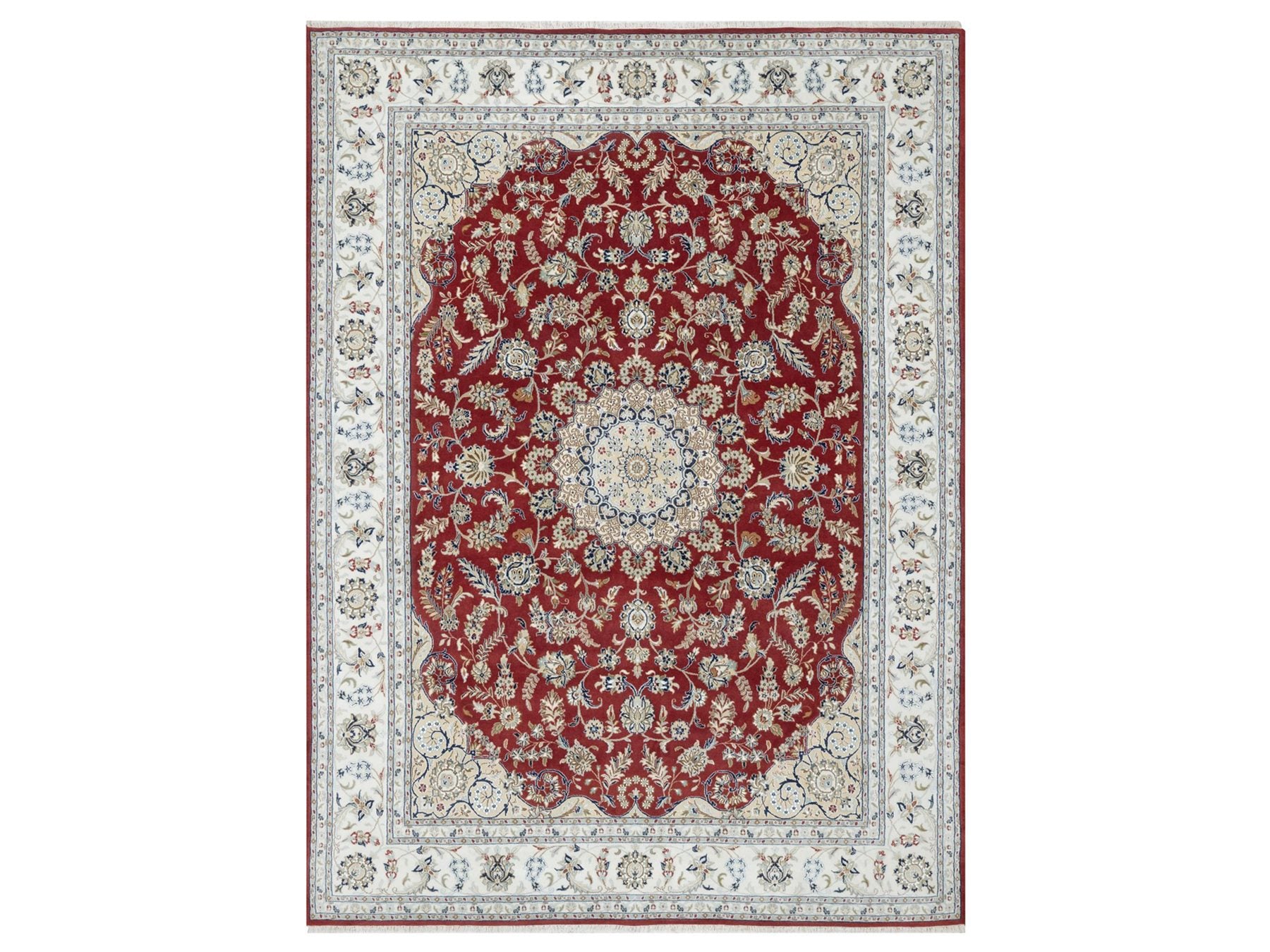 Nain Traditional hand-knotted wool/silk rug in Red, 8'9" x 12'0", SKU O090869