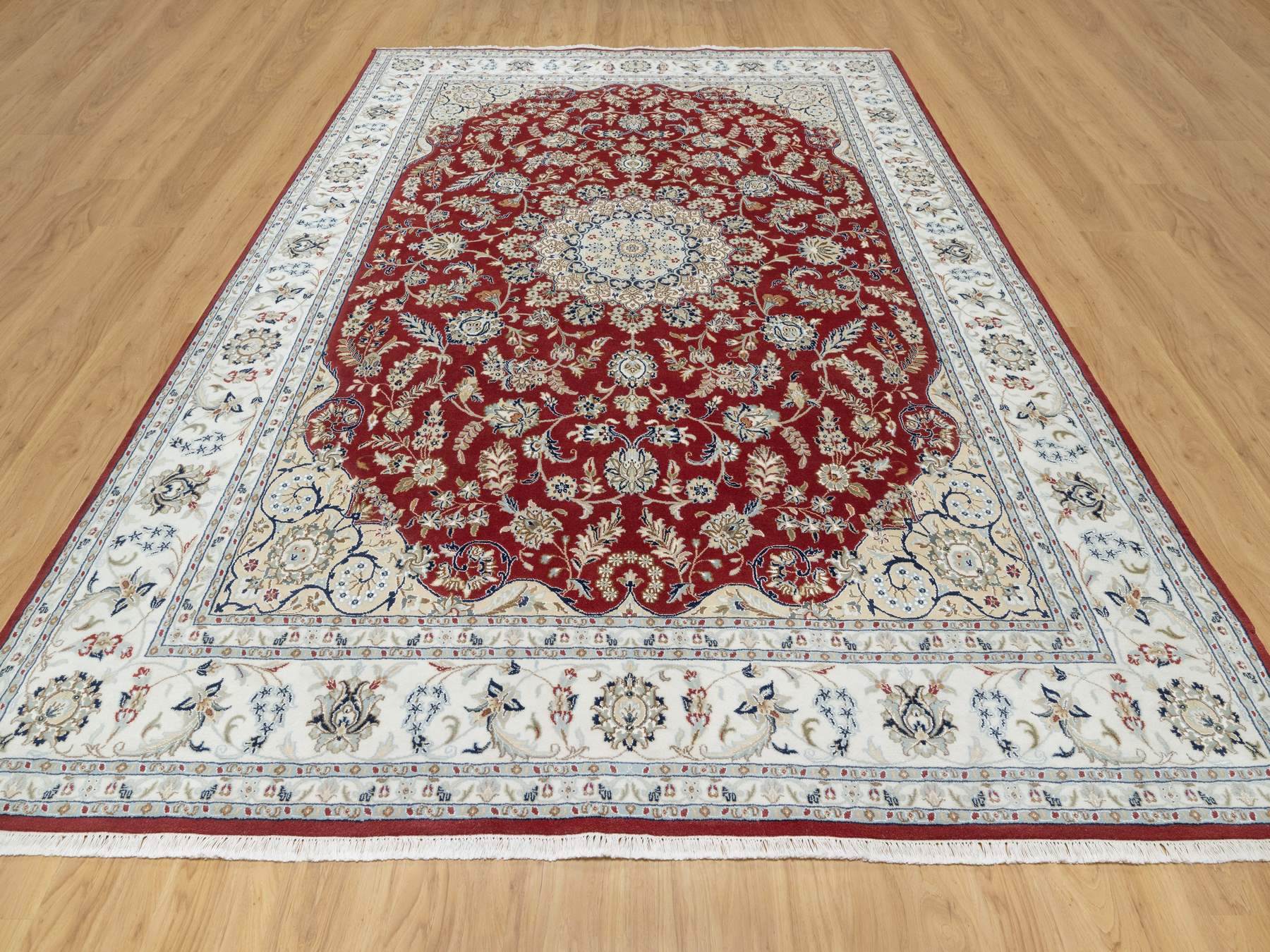 Nain Traditional hand-knotted wool/silk rug in Red, 8'9" x 12'0", SKU O090869