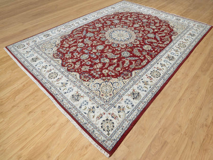 Red 8'9" x 12'0" Traditional Hand knotted Wool/Silk Rug - Sku: O090869