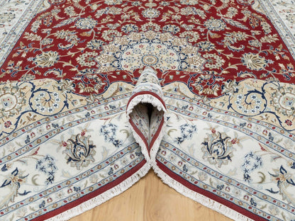 Red 8'9" x 12'0" Traditional Hand knotted Wool/Silk Rug - Sku: O090869