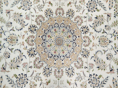 Ivory 9'9" x 13'9" Fine Oriental Hand knotted Wool/Silk Rug - Sku: O090871