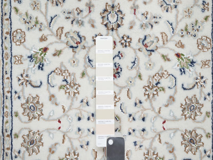 Ivory 2'7" x 12'2" Fine Oriental Hand knotted Wool/Silk Rug - Sku: O090873