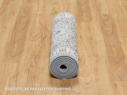 Blue 2'8" x 8'3" Fine Oriental Hand knotted Wool/Silk Rug - Sku: O090879