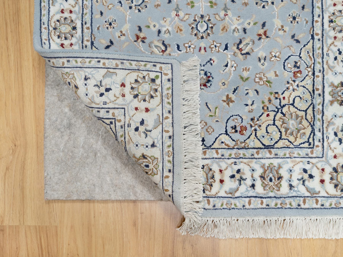 Nain Traditional hand-knotted wool/silk runner in Blue, 2'8" x 8'4", SKU O090880