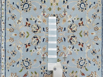 Blue 2'8" x 8'4" Fine Oriental Hand knotted Wool/Silk Rug - Sku: O090880