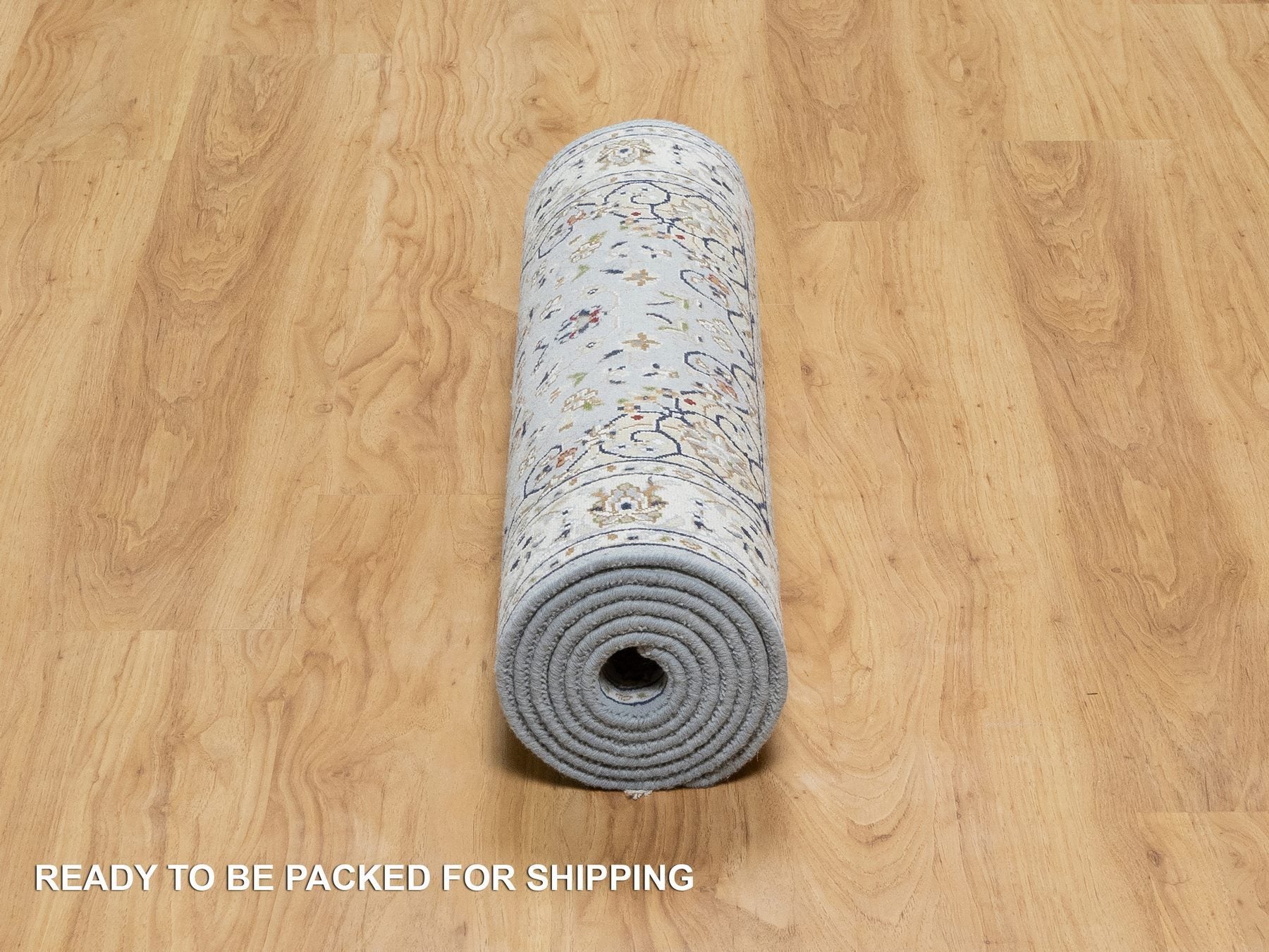 Nain Traditional hand-knotted wool/silk runner in Blue, 2'8" x 8'4", SKU O090880