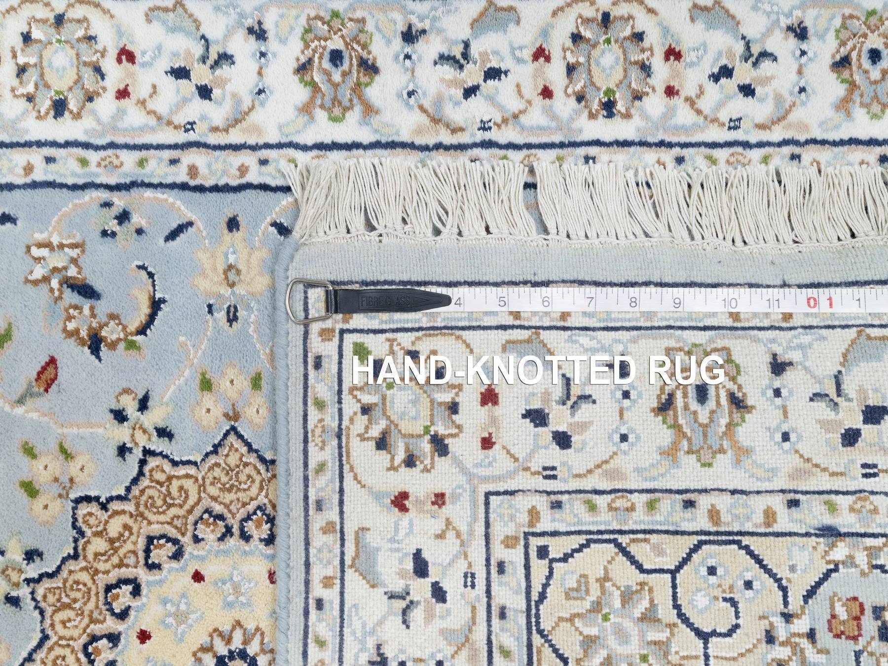 Nain Traditional hand-knotted wool/silk runner in Blue, 2'8" x 8'4", SKU O090880