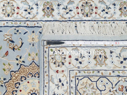 Nain Traditional hand-knotted wool/silk runner in Blue, 2'8" x 8'4", SKU O090880