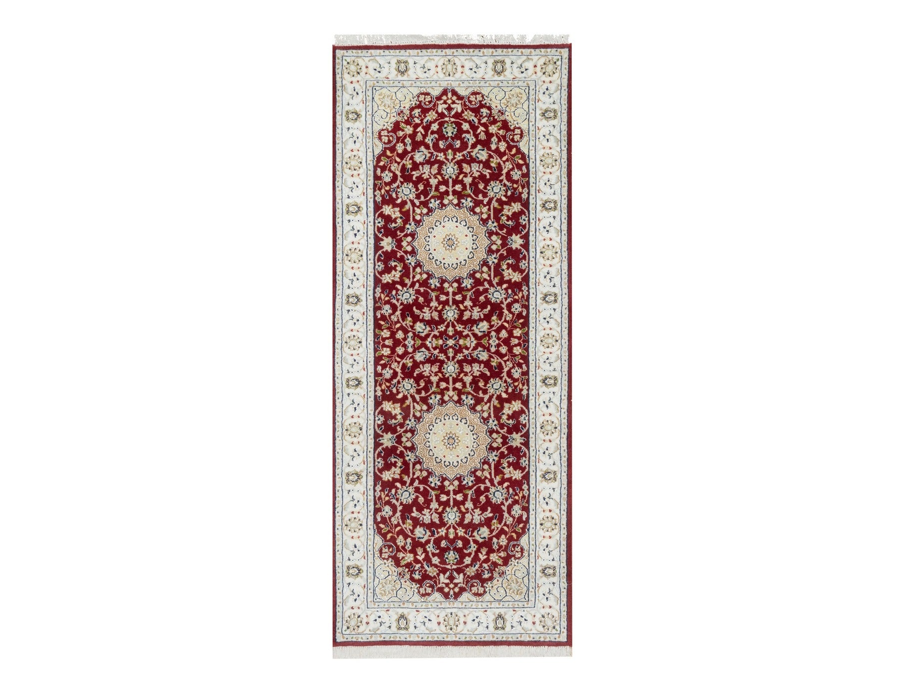 Red 2'8" x 6'8" Traditional Hand knotted Wool/Silk Rug - Sku: O090882
