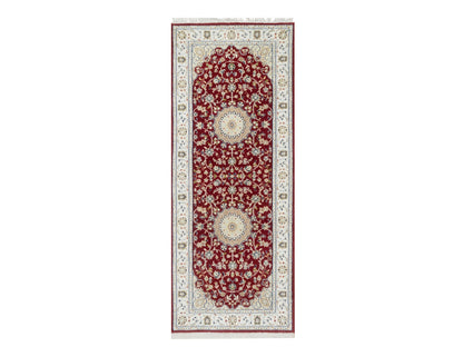 Red 2'8" x 6'8" Traditional Hand knotted Wool/Silk Rug - Sku: O090882