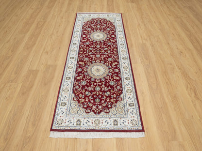 Red 2'8" x 6'8" Traditional Hand knotted Wool/Silk Rug - Sku: O090882