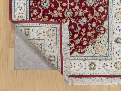 Red 2'8" x 6'8" Traditional Hand knotted Wool/Silk Rug - Sku: O090882