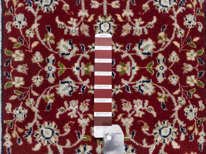 Red 2'8" x 6'8" Traditional Hand knotted Wool/Silk Rug - Sku: O090882