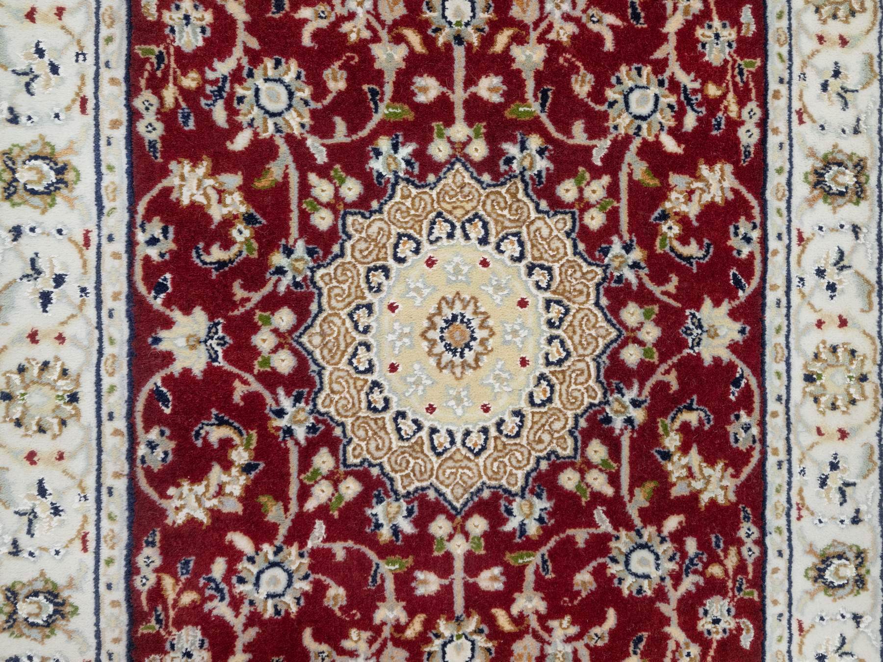 Nain Traditional hand-knotted wool/silk runner in Red, 2'8" x 6'8", SKU O090882
