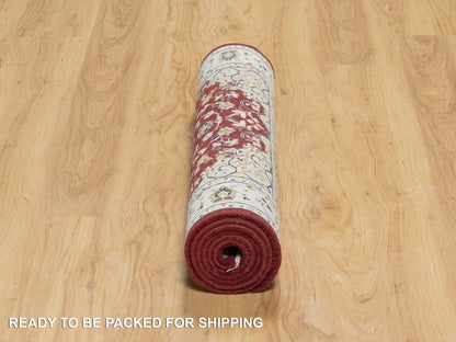Nain Traditional hand-knotted wool/silk runner in Red, 2'8" x 6'8", SKU O090882