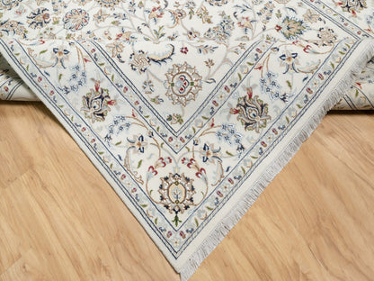 Ivory 5'10" x 9'1" Fine Oriental Hand knotted Wool/Silk Rug - Sku: O090896